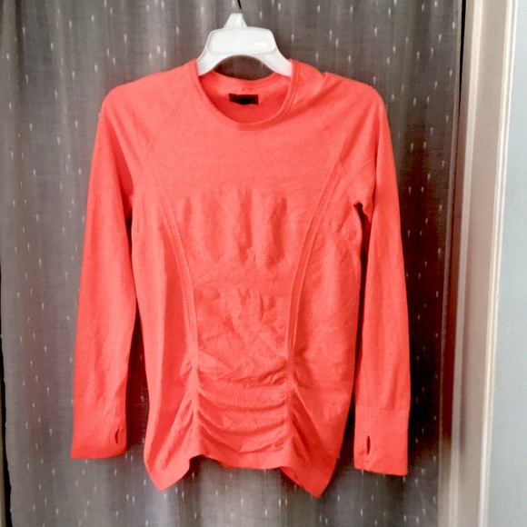 Athleta Fast Track Longsleeve Running Top Neon Orange - Small 964082 - Picture 1 of 6
